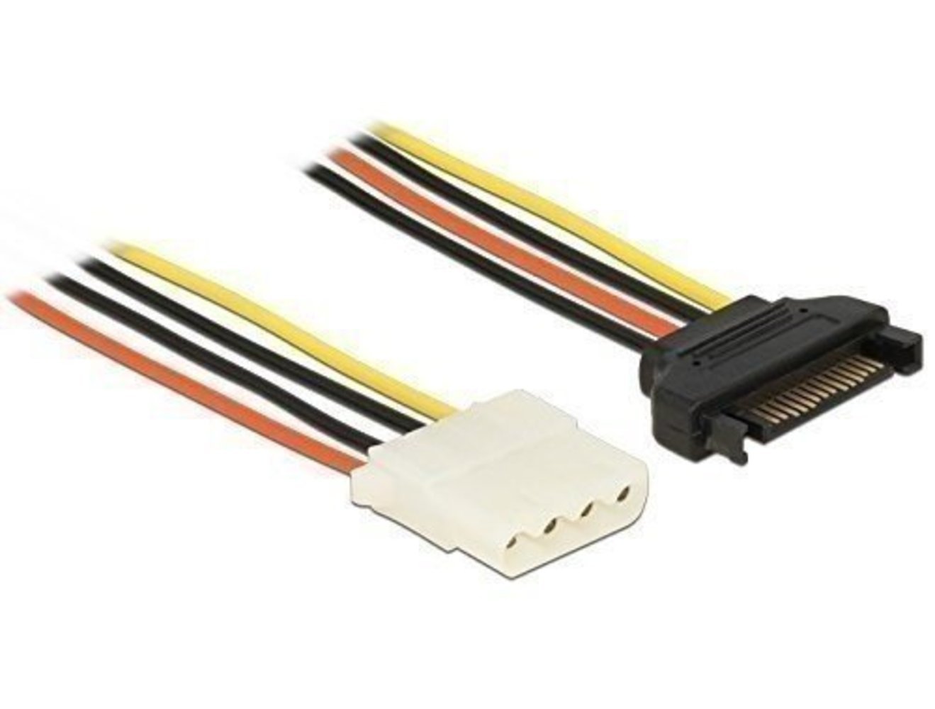Delock SATA 15pin auf Molex 4pin Adapterkabel, 0.20m lang - Hochwertiges Stromkabel für zuverlässige Verbindungen